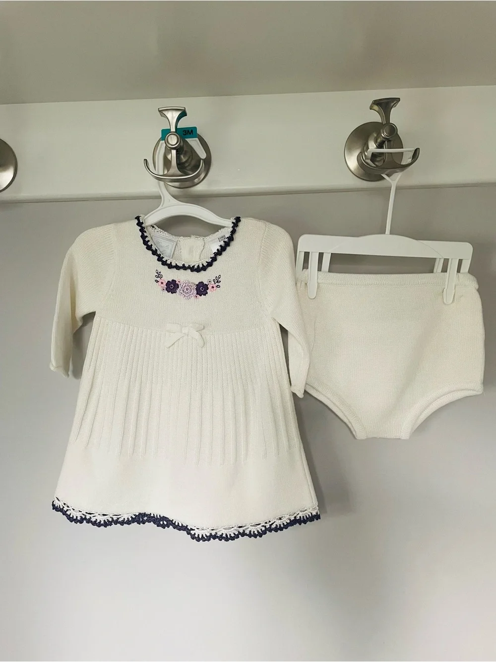 Koala Baby Boutique Cream Knit Baby Dress & Bloomers